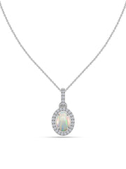 Ethiopian Opal Halo Gold Necklace