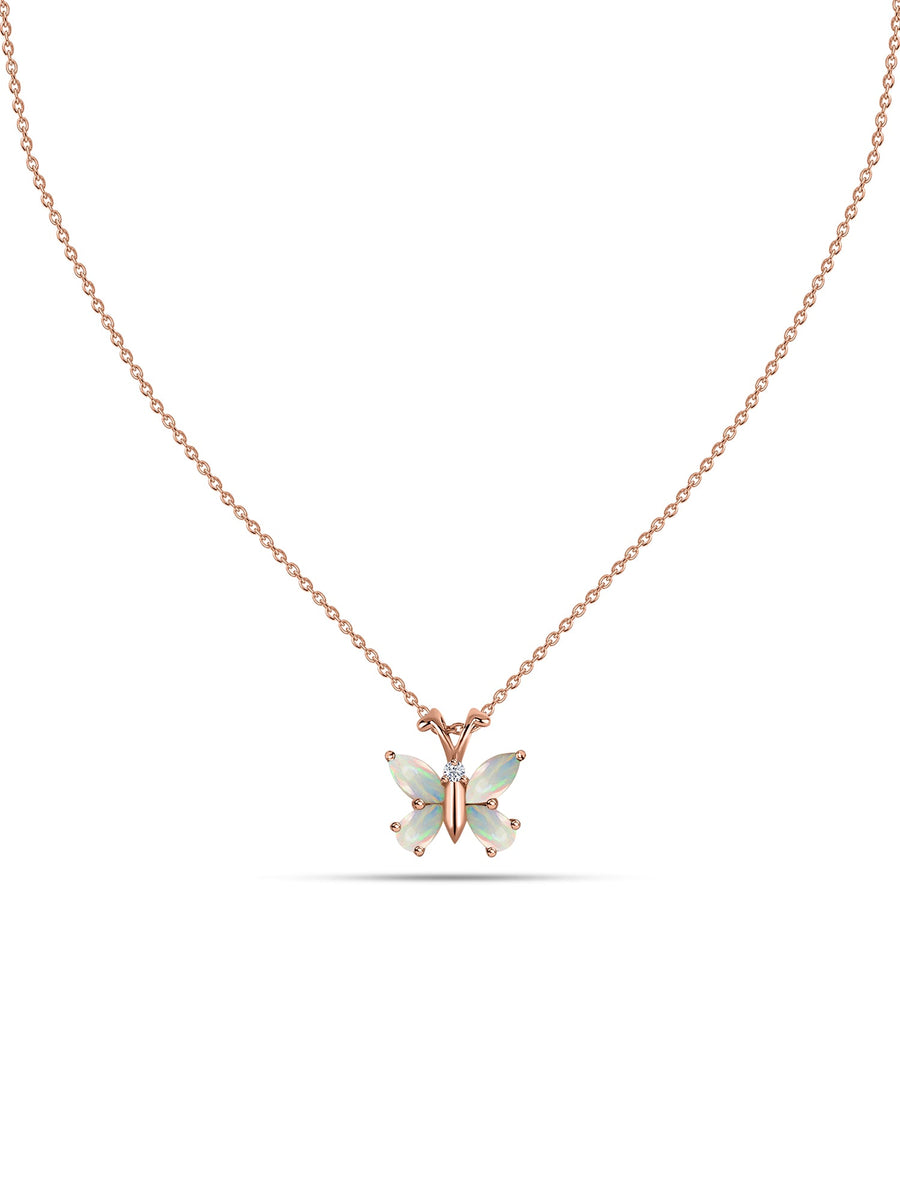 Opal Wings Butterfly Pendant with Chain