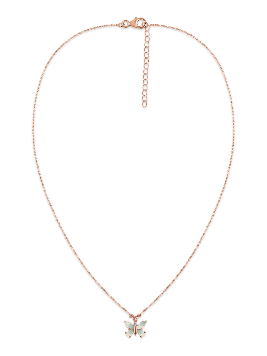 Opal Wings Butterfly Pendant with Chain