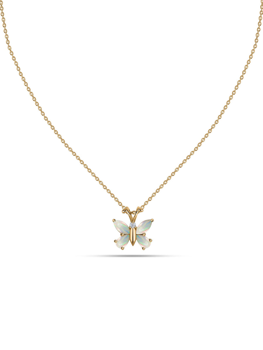 Opal Wings Butterfly Pendant with Chain