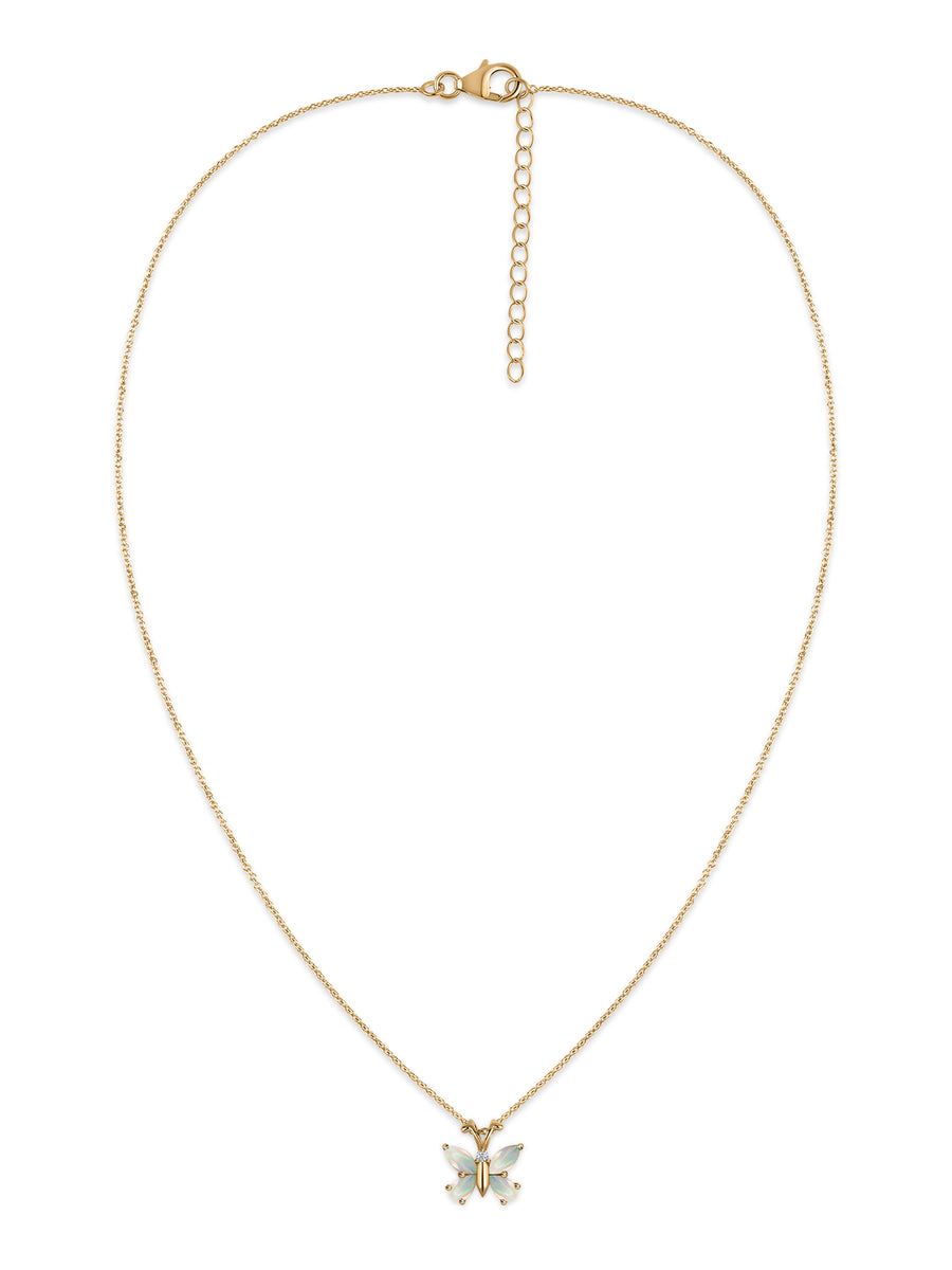 Opal Wings Butterfly Pendant with Chain