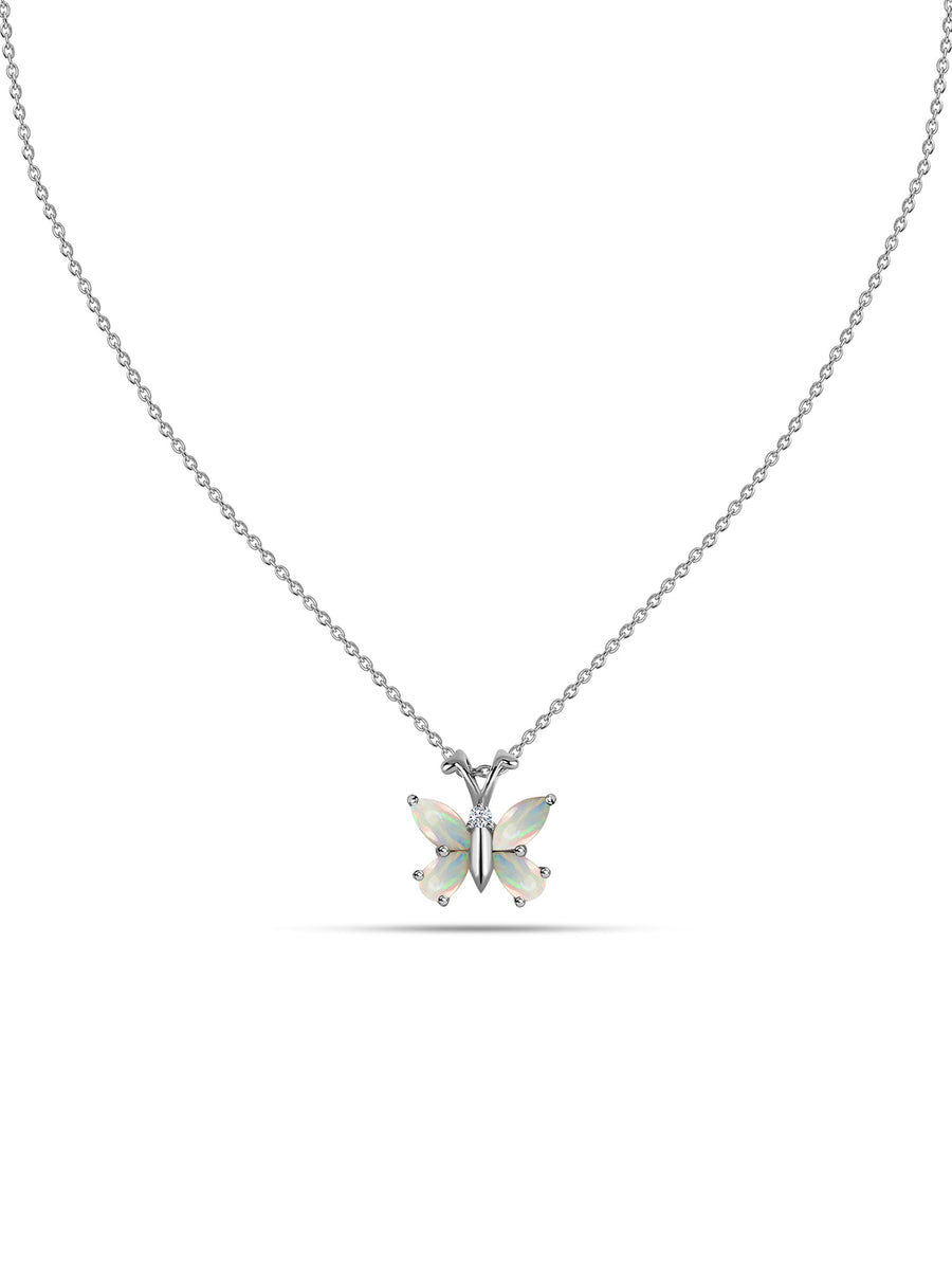 Opal Wings Butterfly Pendant with Chain