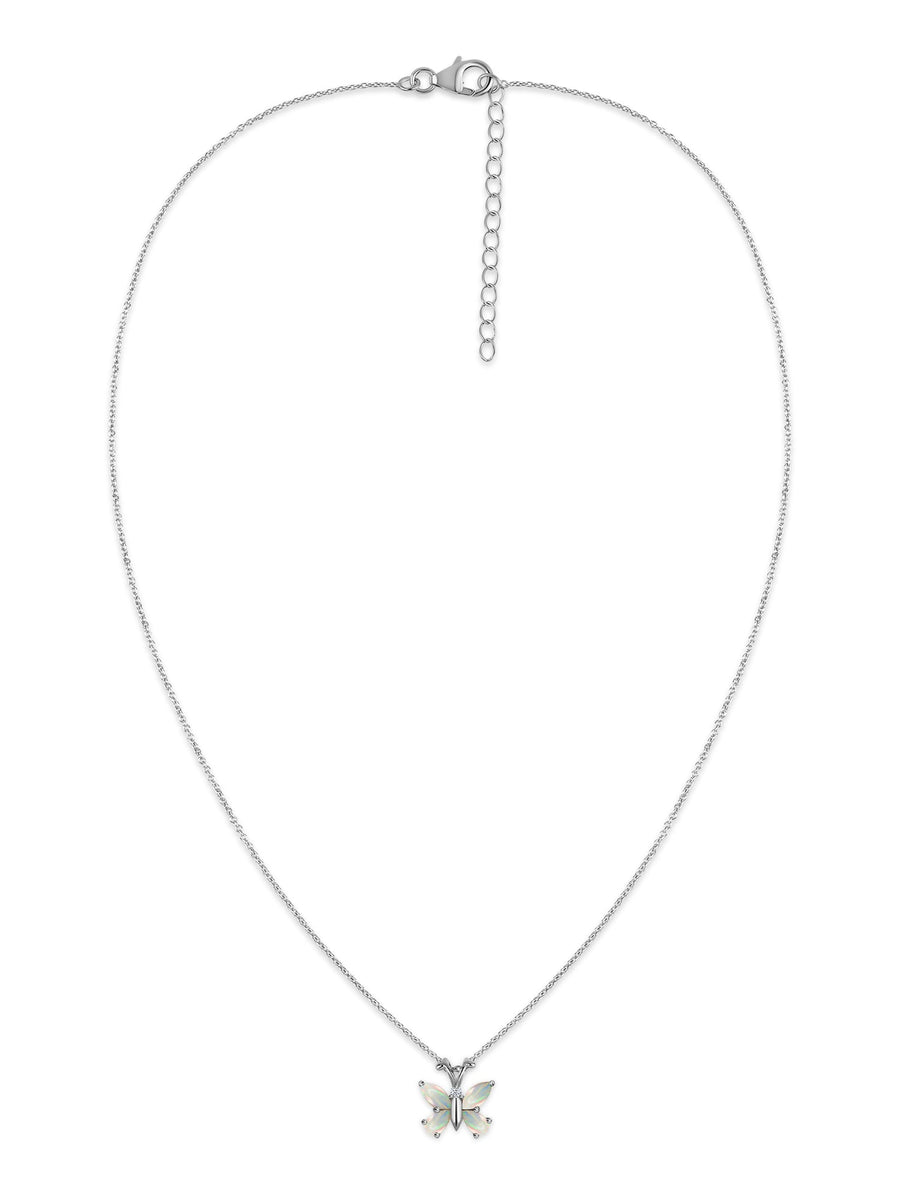 Opal Wings Butterfly Pendant with Chain