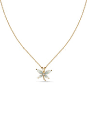 Ethiopian Opal Butterfly Gold Pendant with Chain