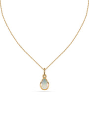 Ethiopian Opal Pear Gold Pendant with Chain
