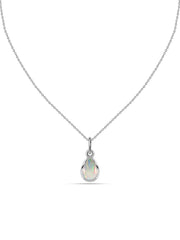Ethiopian Opal Pear Gold Pendant with Chain