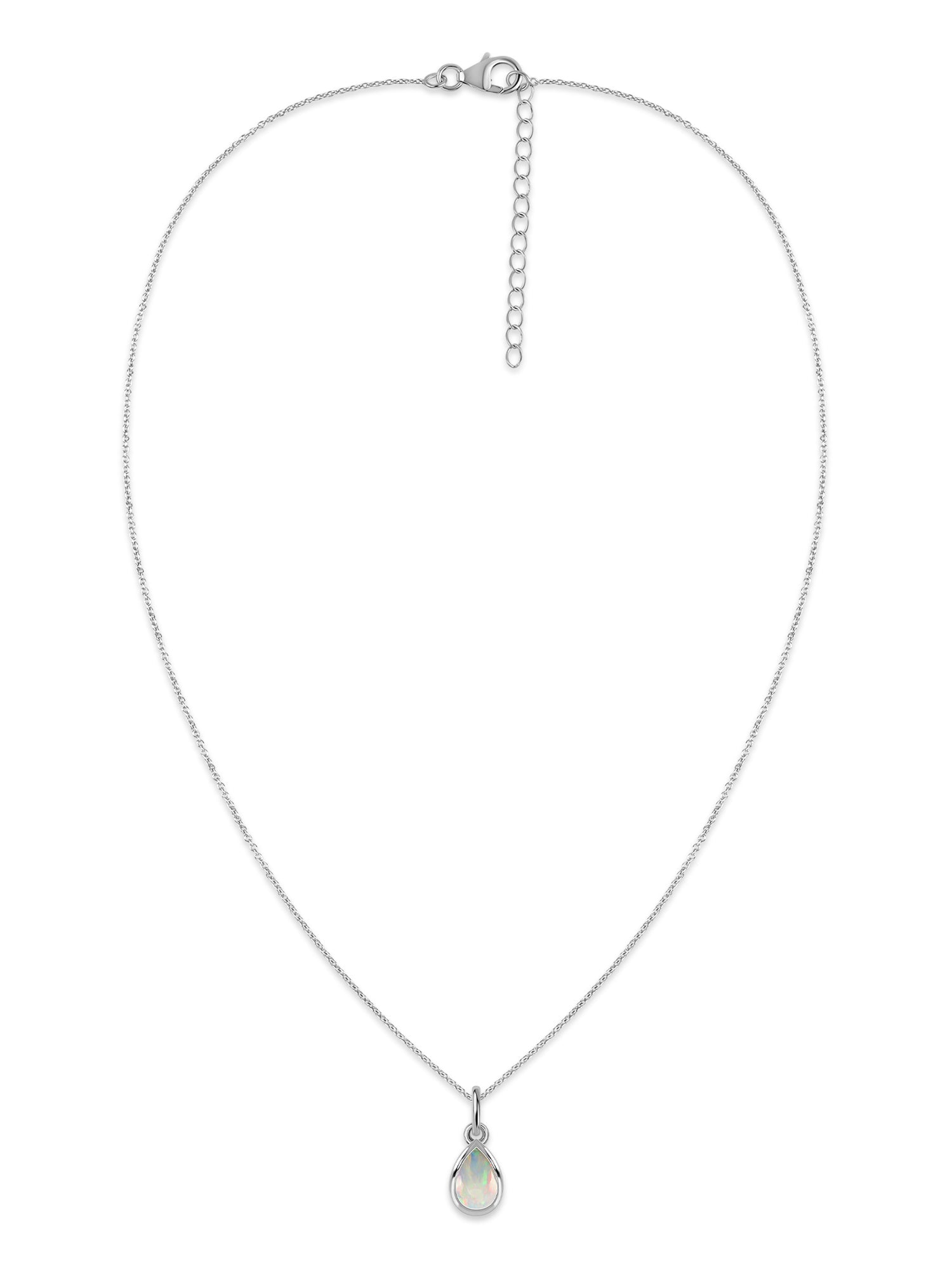 Ethiopian Opal Pear Gold Pendant with Chain