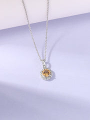 Golden Aura Citrine Silver Pendant With Chain