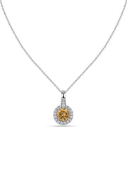 Golden Aura Citrine Silver Pendant With Chain
