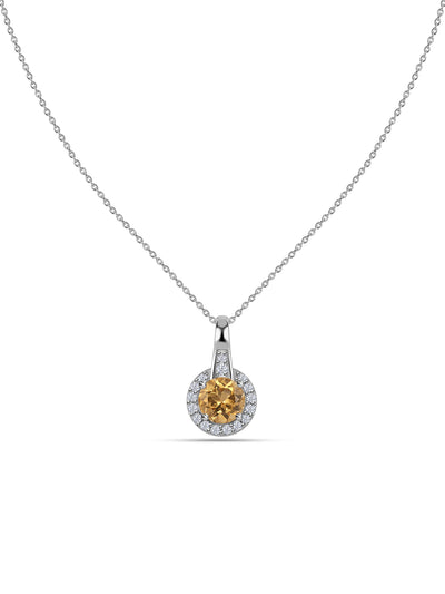 Golden Aura Natural Citrine Silver Pendant With Chain