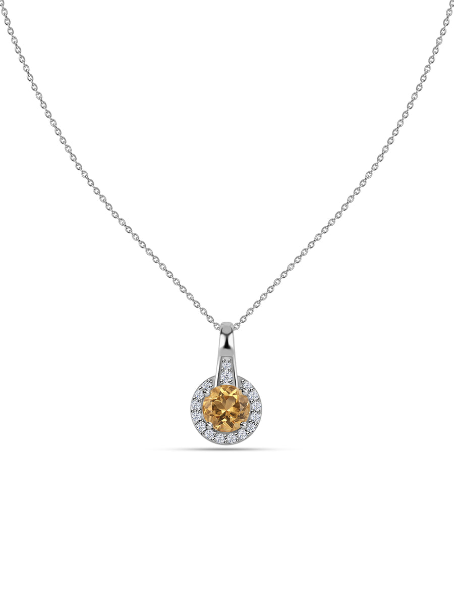 Golden Aura Citrine Silver Pendant With Chain