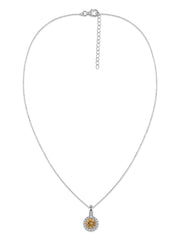 Golden Aura Citrine Silver Pendant With Chain