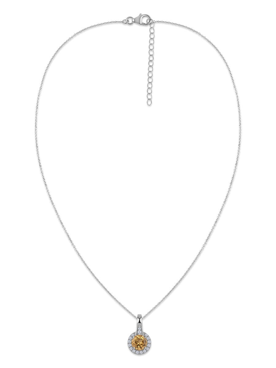 Golden Aura Citrine Silver Pendant With Chain