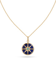 Natural Compass Style Lapis Silver Pendant