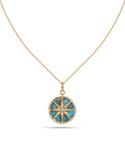 Natural Compass Style Turquoise Silver Pendant