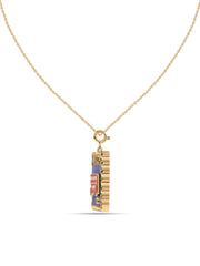Natural London Bus Lapis Stamp Style Silver Pendant