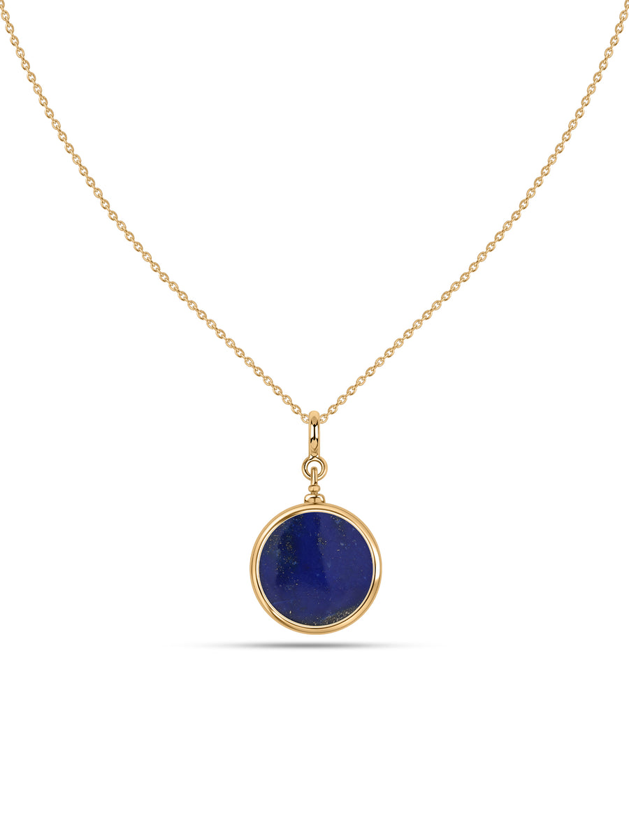 Natural Double Sided Lapis and Turquoise Silver Pendant