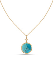 Natural Double Sided Lapis and Turquoise Silver Pendant