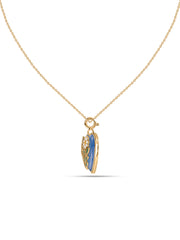 Natural Blue Agate Floral Heart Silver Pendant Necklace