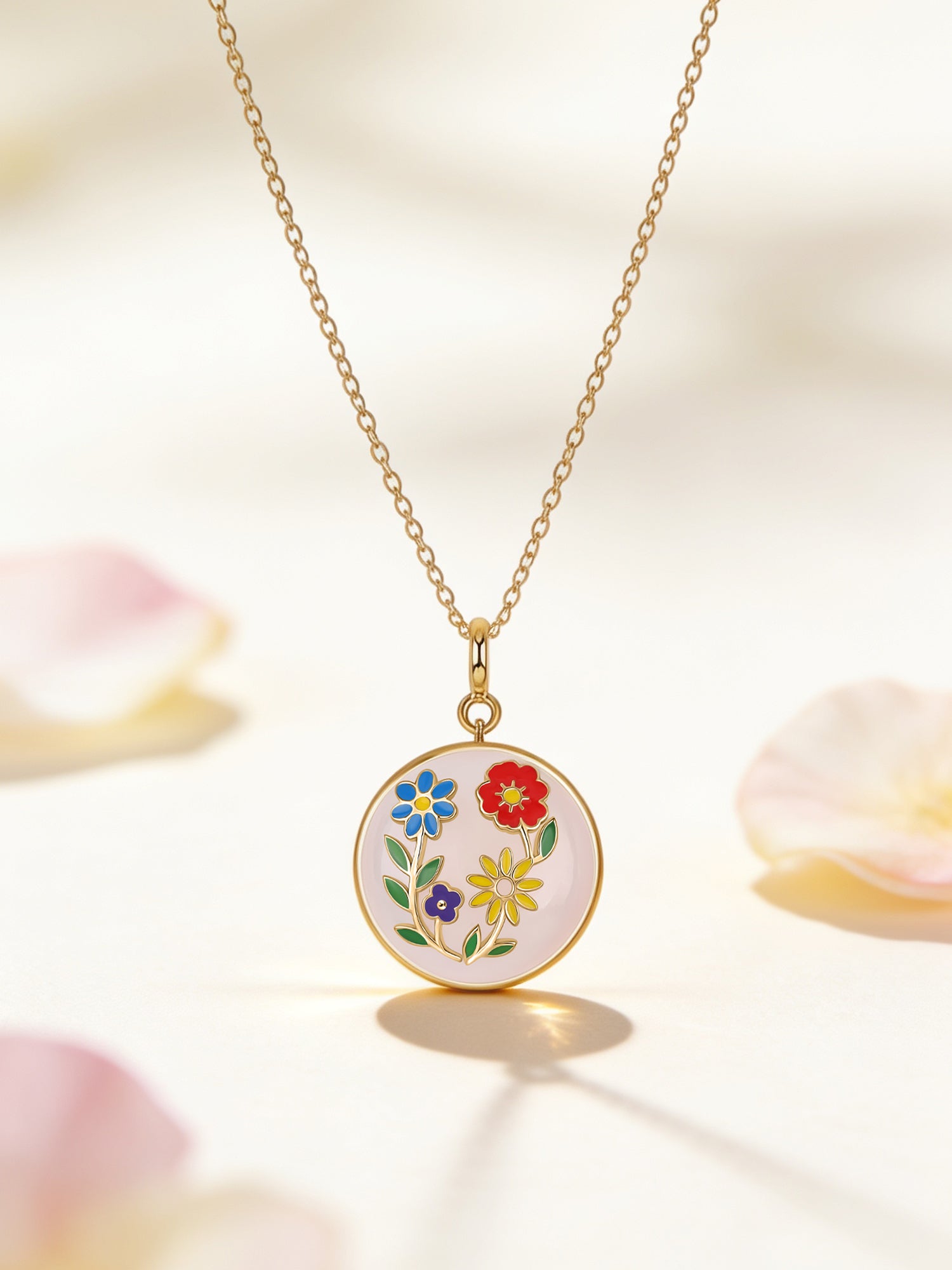 Natural White Agate Floral Silver Pendant Necklace