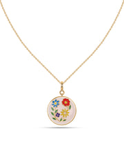 Natural White Agate Floral Silver Pendant Necklace