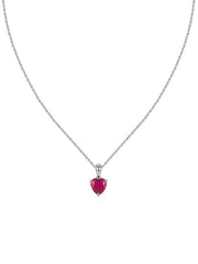 Heart Ruby Silver Pendant Necklace