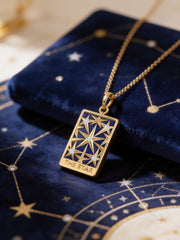 Natural Lapis Geometric Star Silver Pendant Necklace