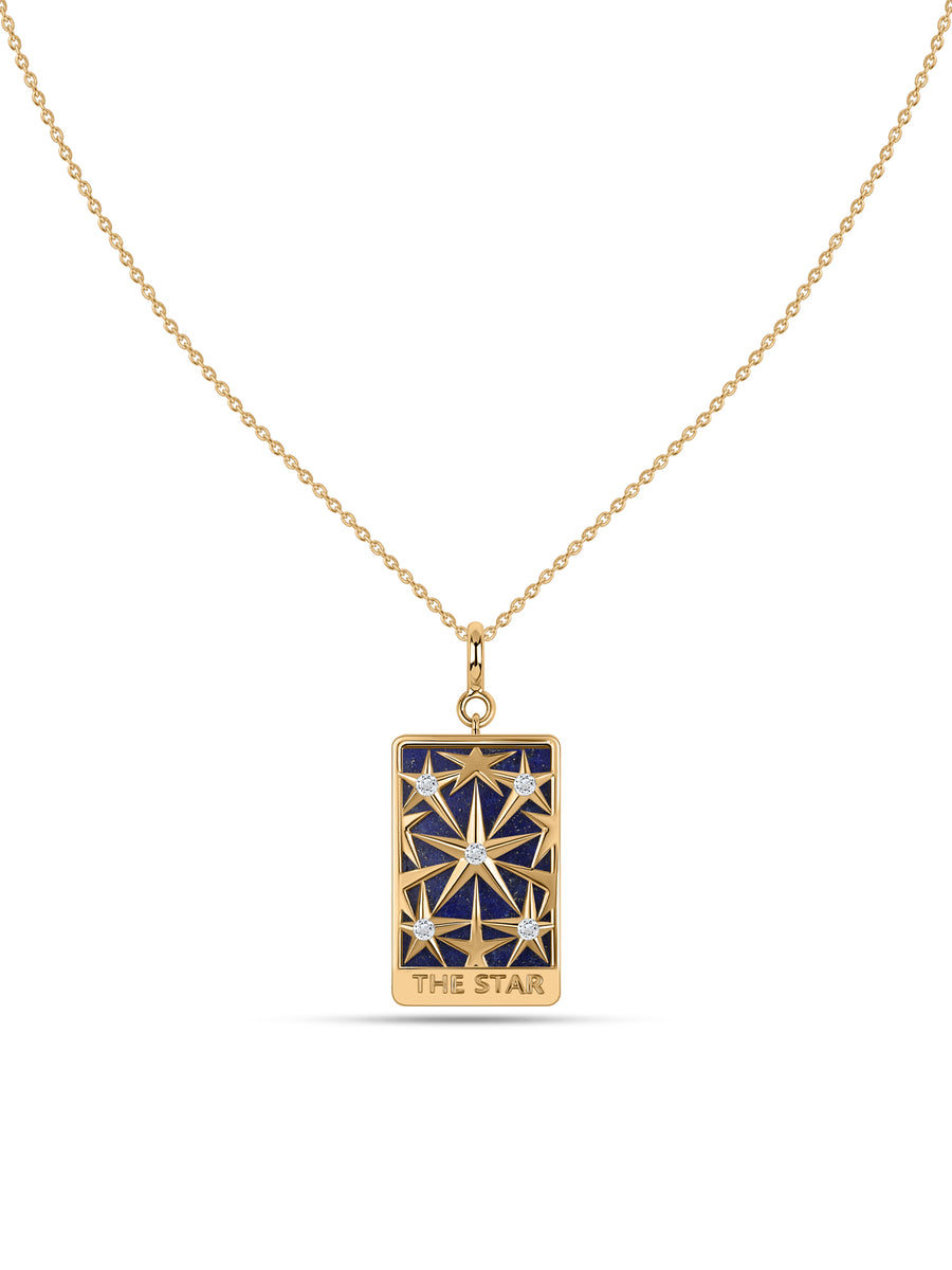 Natural Lapis Geometric Star Silver Pendant Necklace