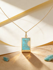Natural Turquoise Sun Motif Silver Pendant Necklace