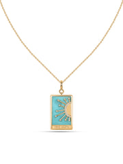 Natural Turquoise Sun Motif Silver Pendant Necklace