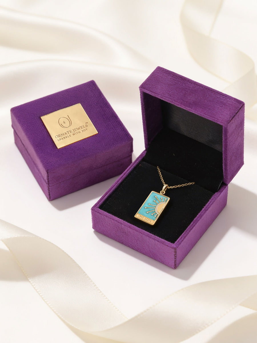 Natural Turquoise Sun Motif Gold Plated Pendant Necklace for Women