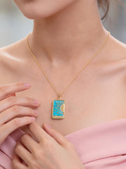 Natural Turquoise Sun Motif Silver Pendant Necklace