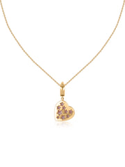 Natural Pink Opal Heart Moon Silver Pendant Necklace