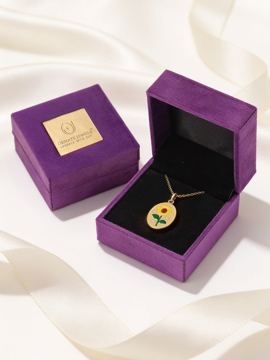 Sunflower Natural White Topaz Gold Plated Pendant Necklace for Women