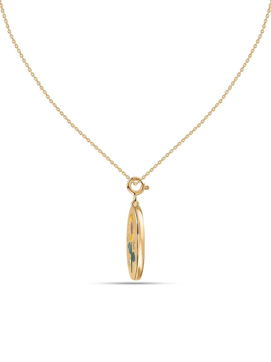 Sunflower Natural White Topaz Silver Pendant Necklace