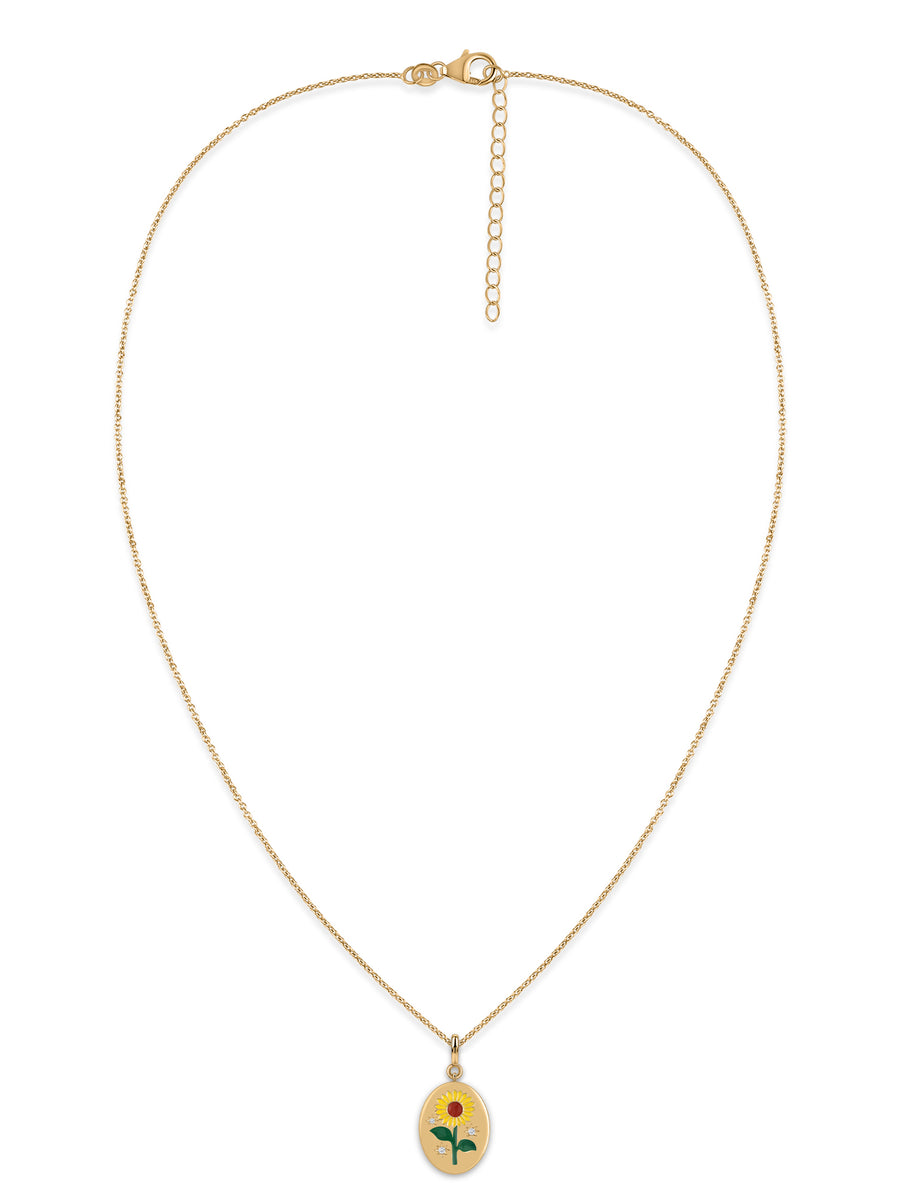 Sunflower Natural White Topaz Silver Pendant Necklace