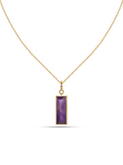 Natural Rose De France Baguette Bar Silver Pendant Necklace
