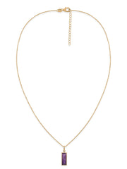 Natural Rose De France Baguette Bar Silver Pendant Necklace
