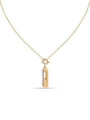 Natural Rose Quartz Baguette Bar Silver Pendant Necklace