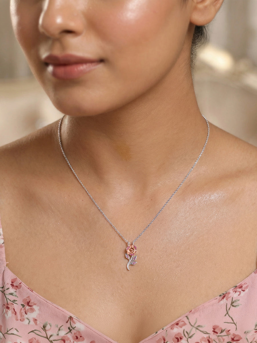 Eternal Rose Garden Silver Valentine Necklace