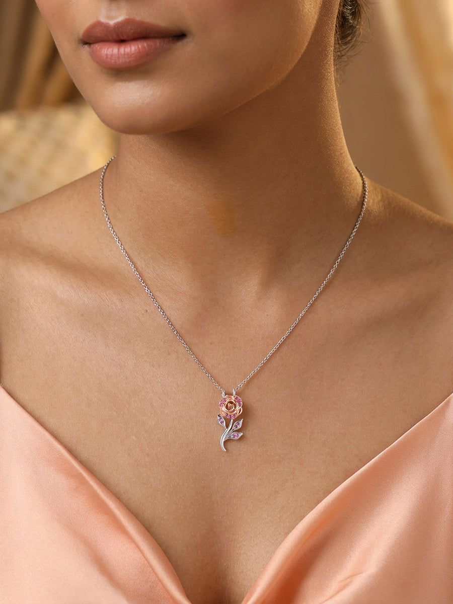 Eternal Rose Garden Silver Valentine Necklace