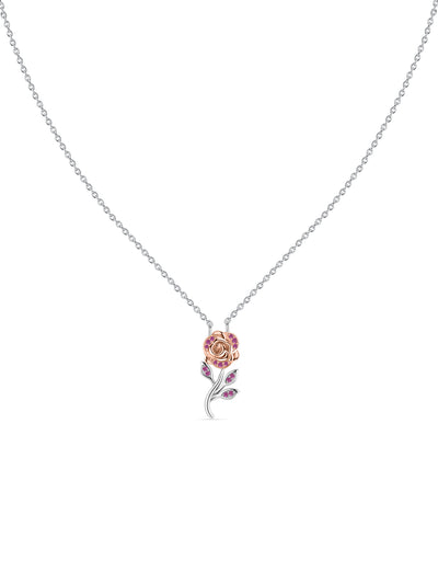 Eternal Rose Garden Valentine Rose Gold Plated Necklace for Women