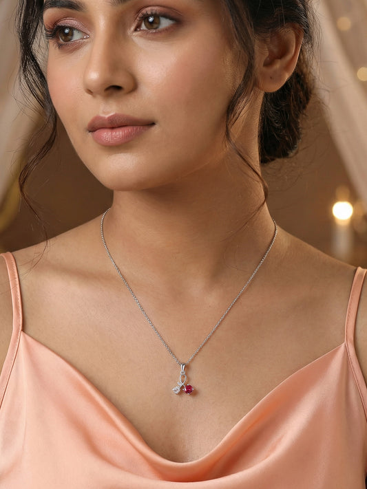 Infinite Love Ruby Silver Valentine Pendant With Chain