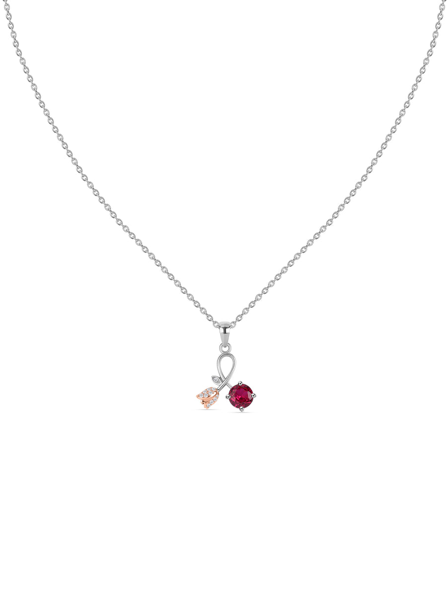 Infinite Love Ruby Rose Silver Valentine Pendant With Chain