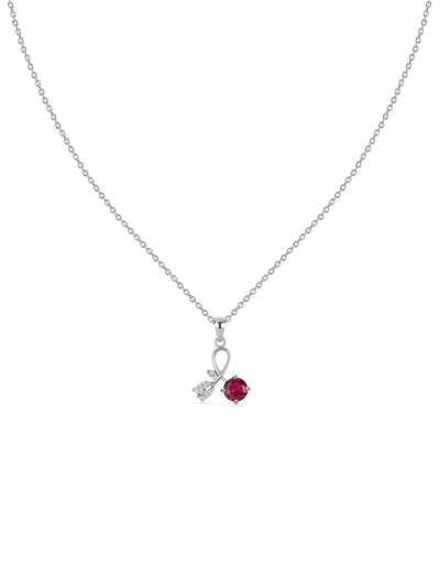 Infinite Love Ruby CZ Silver Valentine Pendant With Chain