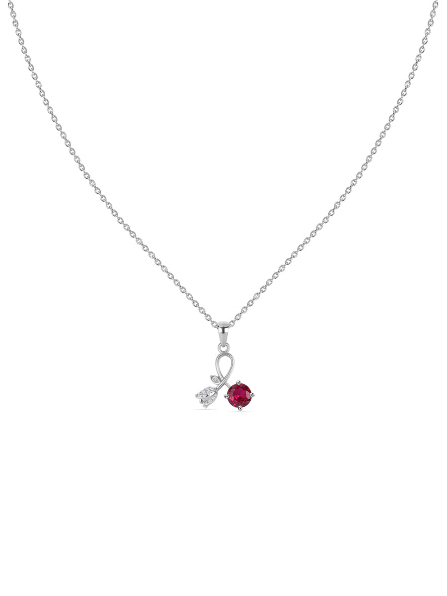 Infinite Love Ruby Silver Valentine Pendant With Chain