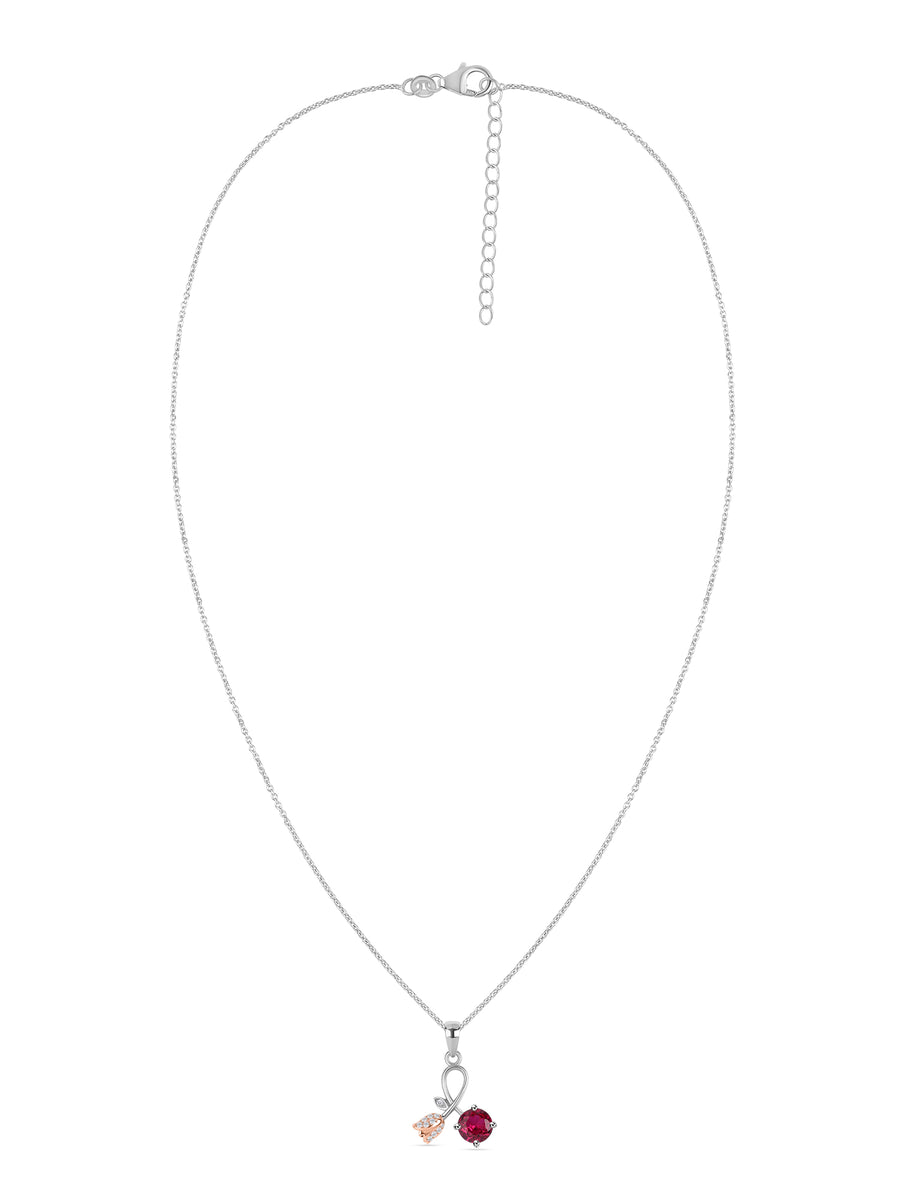Infinite Love Ruby Rose Silver Valentine Pendant With Chain