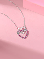 Blush of Love Ruby Heart Silver Necklace
