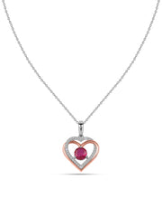 Radiant Love Ruby Heart Silver Necklace