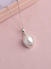 Organic Baroque Pearl Silver Pendant Necklace